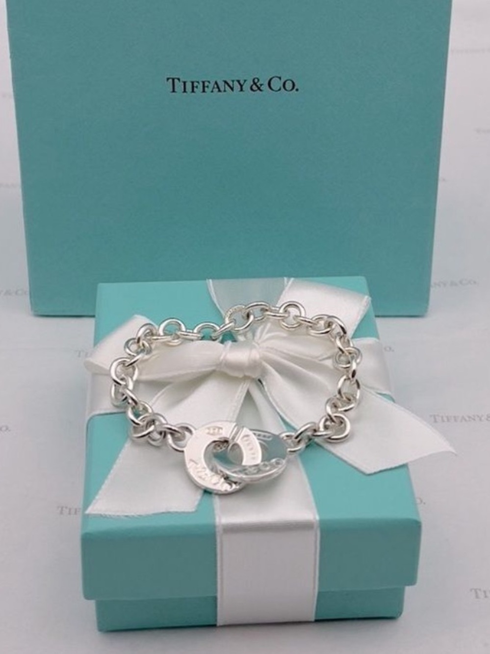Tiffany & Co T&CO. 1837 Interlocking Circle Toggle Bracelet Sterling Silver 925 - Picture 9 of 10